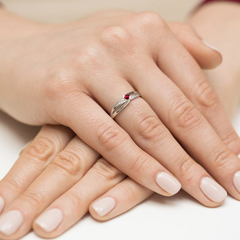 Inel Aur 14K cu Rubin 0.15 ct si Diamante Naturale 0.03 ct, imaginea 8 din 8