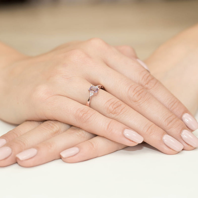 Inel Aur 14K cu Ametist 0.50 ct si Diamante Naturale 0.03 ct, imaginea 11 din 11