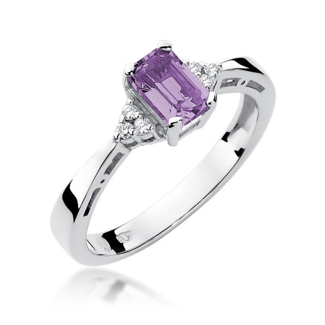 Inel Aur 14K cu Ametist 0.50 ct si Diamante Naturale 0.03 ct, imaginea 5 din 11