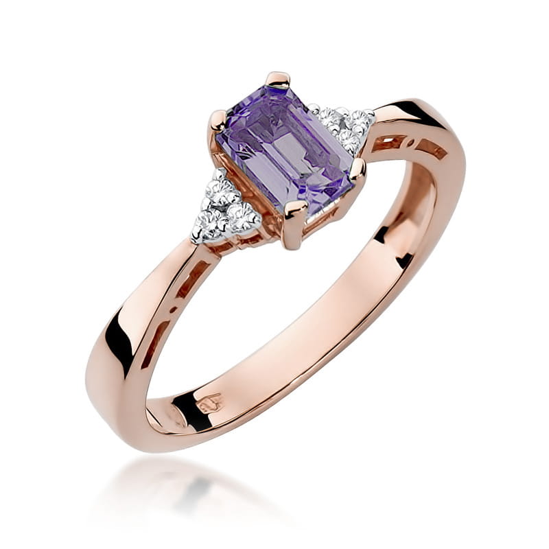 Inel Aur 14K cu Ametist 0.50 ct si Diamante Naturale 0.03 ct, imaginea 8 din 11