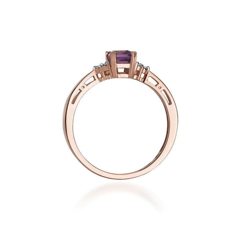 Inel Aur 14K cu Ametist 0.50 ct si Diamante Naturale 0.03 ct, imaginea 10 din 11