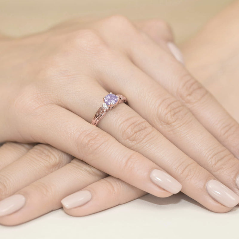 Inel Aur 14K cu Ametist 0.50 ct si Diamante Naturale 0.02 ct, imaginea 11 din 11