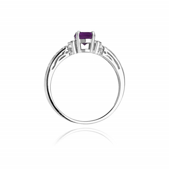 Inel Aur 14K cu Ametist 0.50 ct si Diamante Naturale 0.02 ct, imaginea 6 din 11