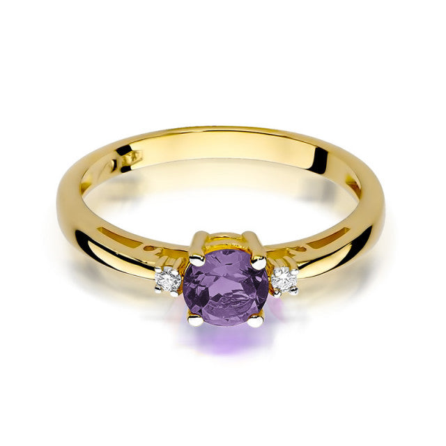 Inel Aur 14K cu Ametist 0.50 ct si Diamante Naturale 0.03 ct, imaginea 2 din 11