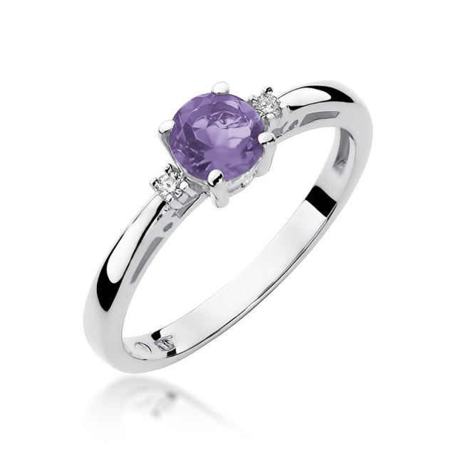 Inel Aur 14K cu Ametist 0.50 ct si Diamante Naturale 0.03 ct, imaginea 4 din 11