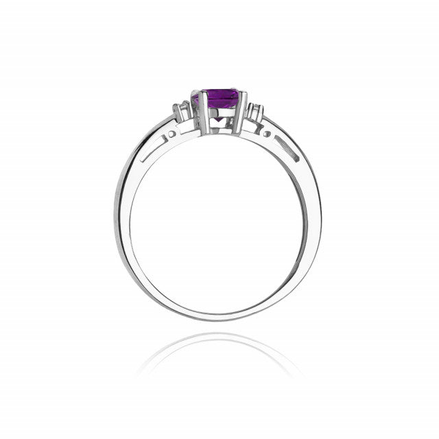 Inel Aur 14K cu Ametist 0.50 ct si Diamante Naturale 0.03 ct, imaginea 6 din 11