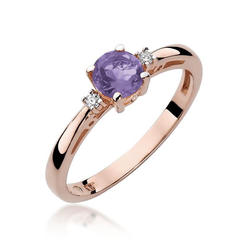 Inel Aur 14K cu Ametist 0.50 ct si Diamante Naturale 0.03 ct, imaginea 8 din 11