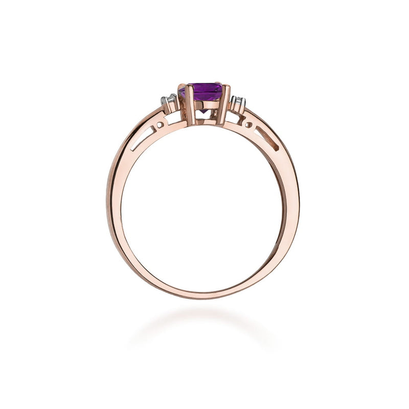 Inel Aur 14K cu Ametist 0.50 ct si Diamante Naturale 0.03 ct, imaginea 10 din 11