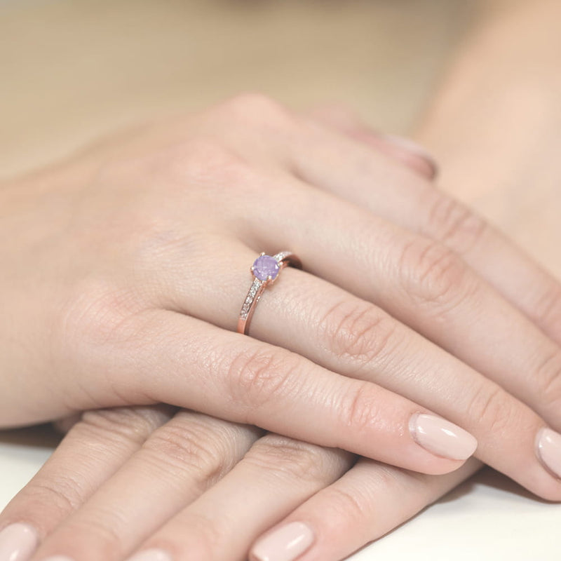 Inel Aur 14K cu Ametist 0.50 ct si Diamante Naturale 0.05 ct, imaginea 11 din 11
