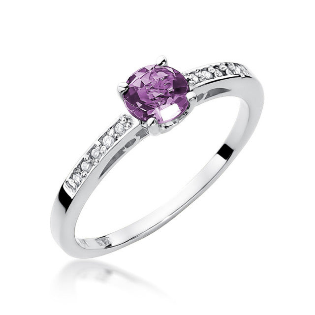 Inel Aur 14K cu Ametist 0.50 ct si Diamante Naturale 0.05 ct, imaginea 4 din 11