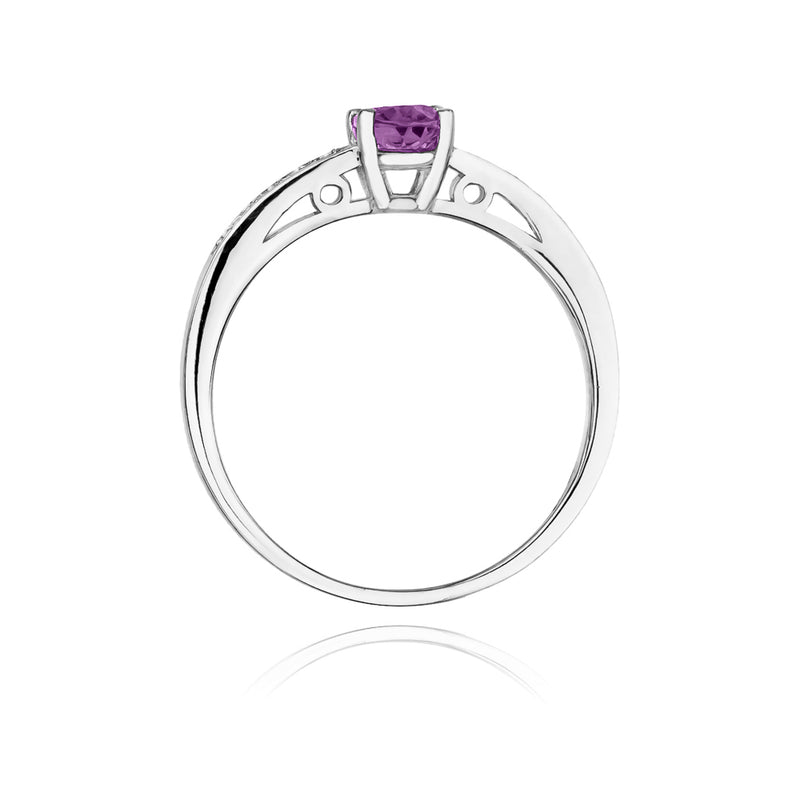 Inel Aur 14K cu Ametist 0.50 ct si Diamante Naturale 0.05 ct, imaginea 6 din 11