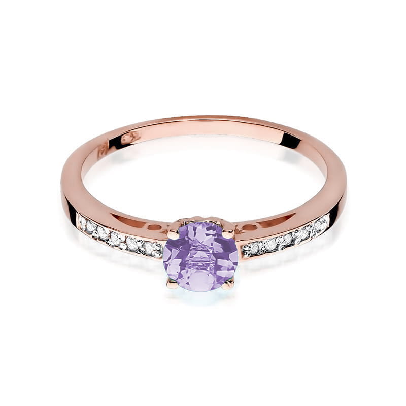Inel Aur 14K cu Ametist 0.50 ct si Diamante Naturale 0.05 ct, imaginea 9 din 11