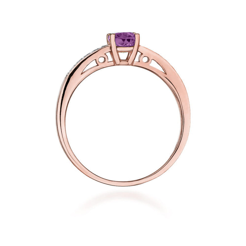 Inel Aur 14K cu Ametist 0.50 ct si Diamante Naturale 0.05 ct, imaginea 10 din 11