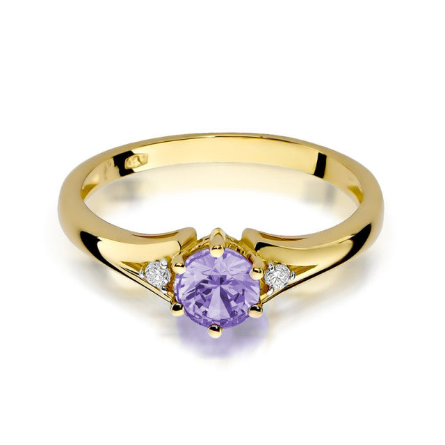 Inel Aur 14K cu Ametist 0.50 ct si Diamante Naturale 0.03 ct, imaginea 2 din 10