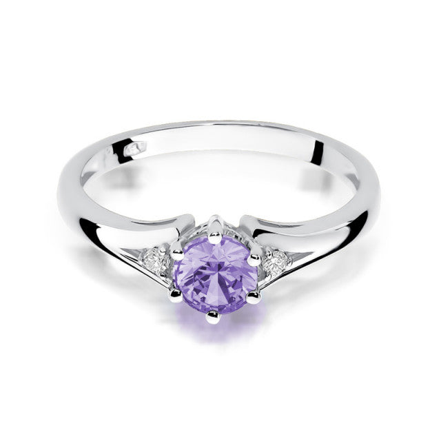 Inel Aur 14K cu Ametist 0.50 ct si Diamante Naturale 0.03 ct, imaginea 5 din 10