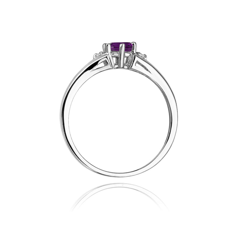 Inel Aur 14K cu Ametist 0.50 ct si Diamante Naturale 0.03 ct, imaginea 6 din 10