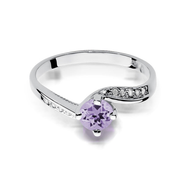 Inel Aur 14K cu Ametist 0.50 ct si Diamante Naturale 0.05 ct, imaginea 5 din 11