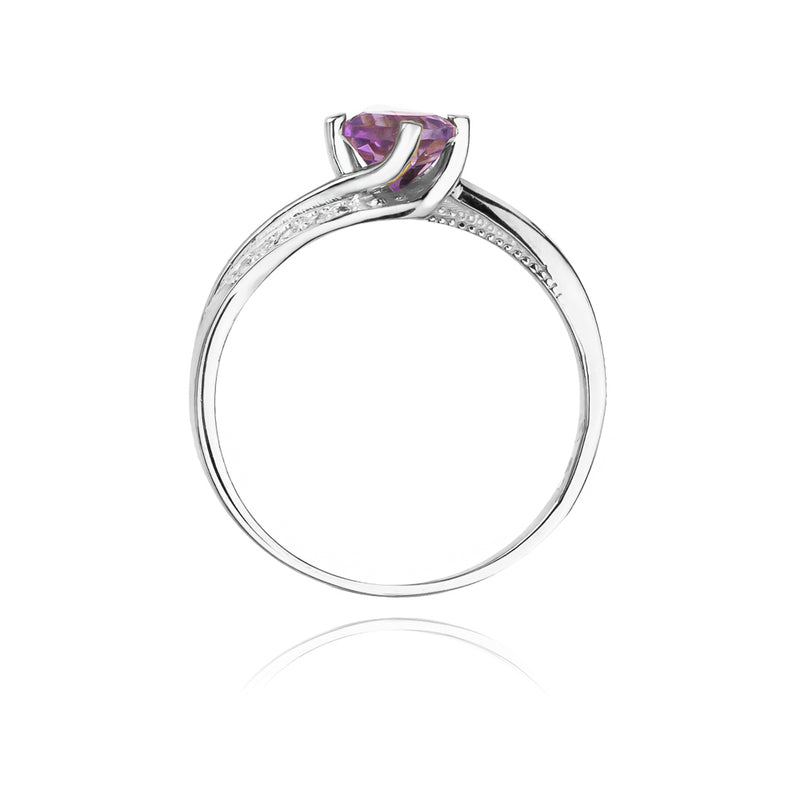 Inel Aur 14K cu Ametist 0.50 ct si Diamante Naturale 0.05 ct, imaginea 6 din 11
