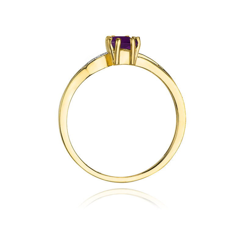 Inel Aur 14K cu Ametist 0.50 ct si Diamante Naturale 0.03 ct, imaginea 3 din 11
