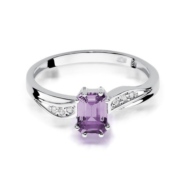 Inel Aur 14K cu Ametist 0.50 ct si Diamante Naturale 0.03 ct, imaginea 5 din 11