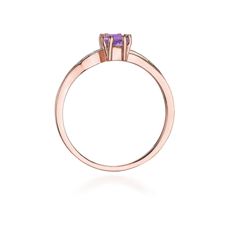 Inel Aur 14K cu Ametist 0.50 ct si Diamante Naturale 0.03 ct, imaginea 10 din 11