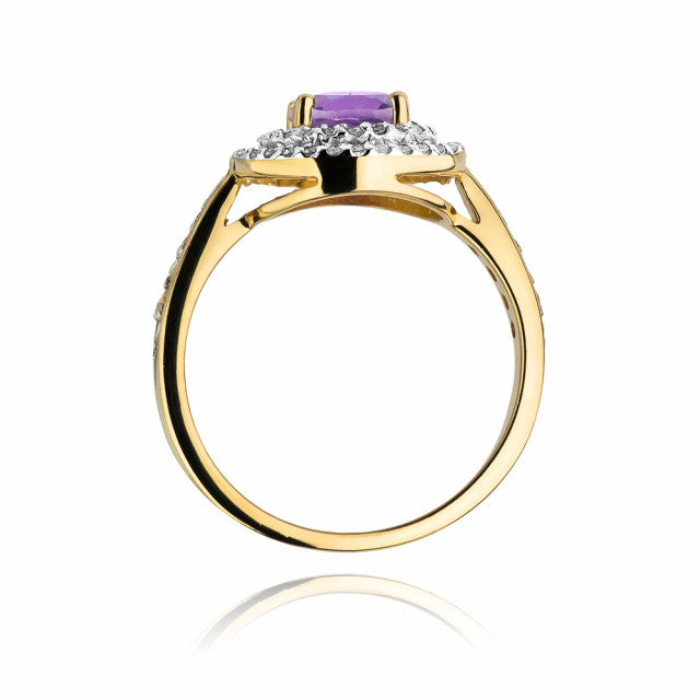Inel Aur 14K cu Ametist 0.90 ct si Diamante Naturale 0.37 ct, imaginea 3 din 11