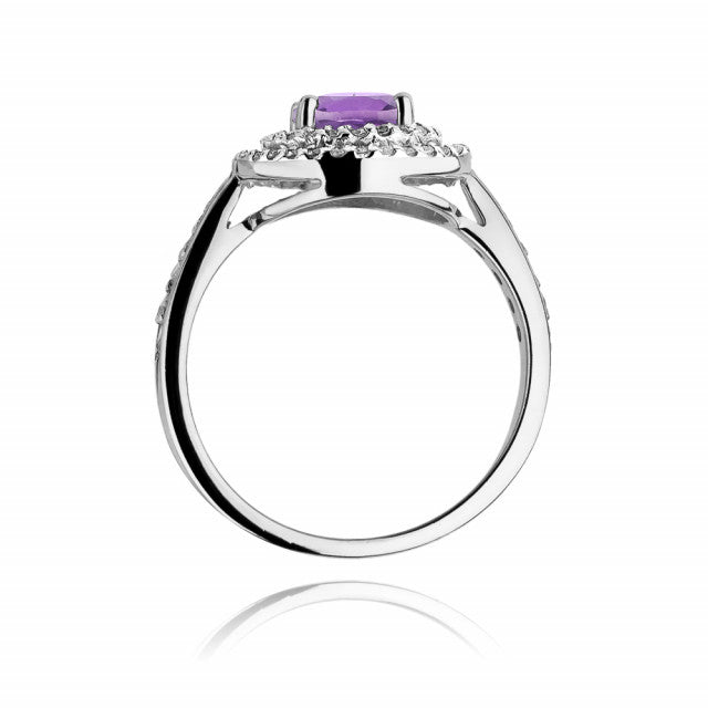 Inel Aur 14K cu Ametist 0.90 ct si Diamante Naturale 0.37 ct, imaginea 6 din 11