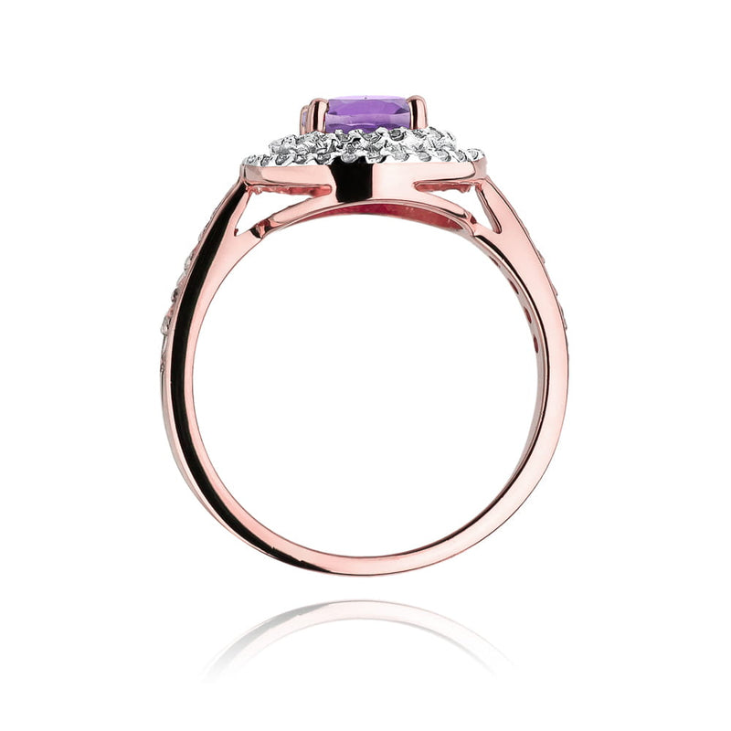 Inel Aur 14K cu Ametist 0.90 ct si Diamante Naturale 0.37 ct, imaginea 10 din 11
