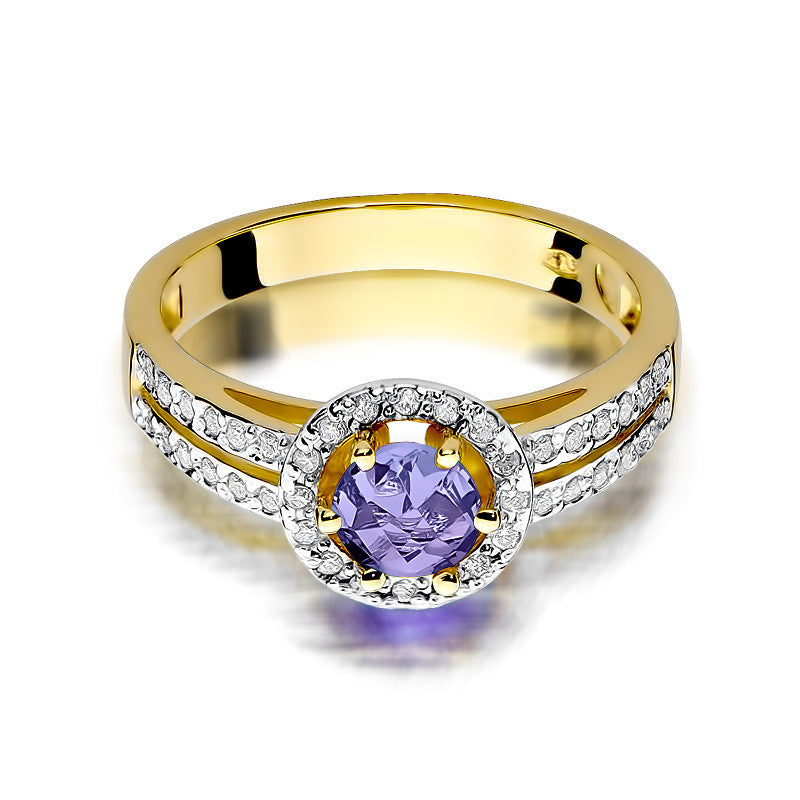 Inel Aur 14K cu Ametist 0.50 ct si Diamante Naturale 0.20 ct, imaginea 2 din 11