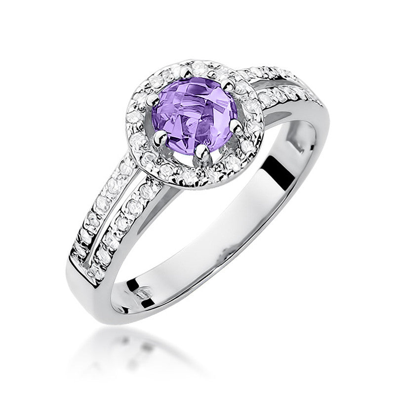 Inel Aur 14K cu Ametist 0.50 ct si Diamante Naturale 0.20 ct, imaginea 4 din 11