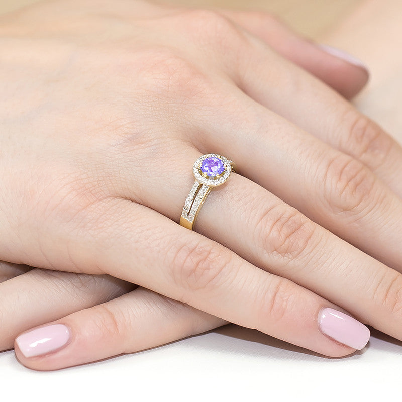 Inel Aur 14K cu Ametist 0.50 ct si Diamante Naturale 0.20 ct, imaginea 7 din 11