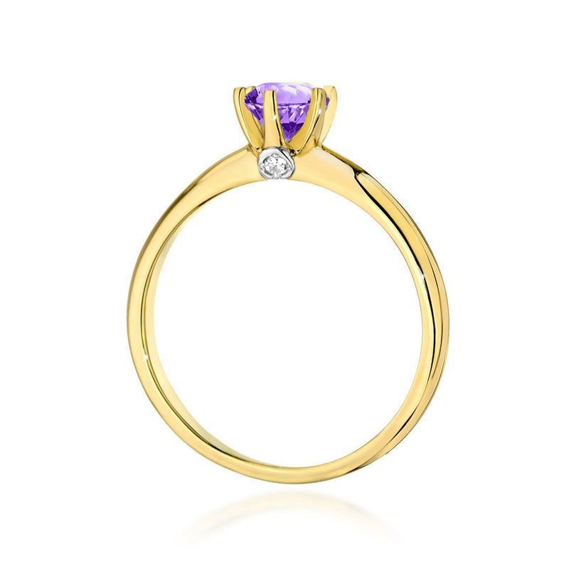 Inel Aur 14K cu Ametist 0.50 ct si Diamante Naturale 0.04 ct, imaginea 3 din 10
