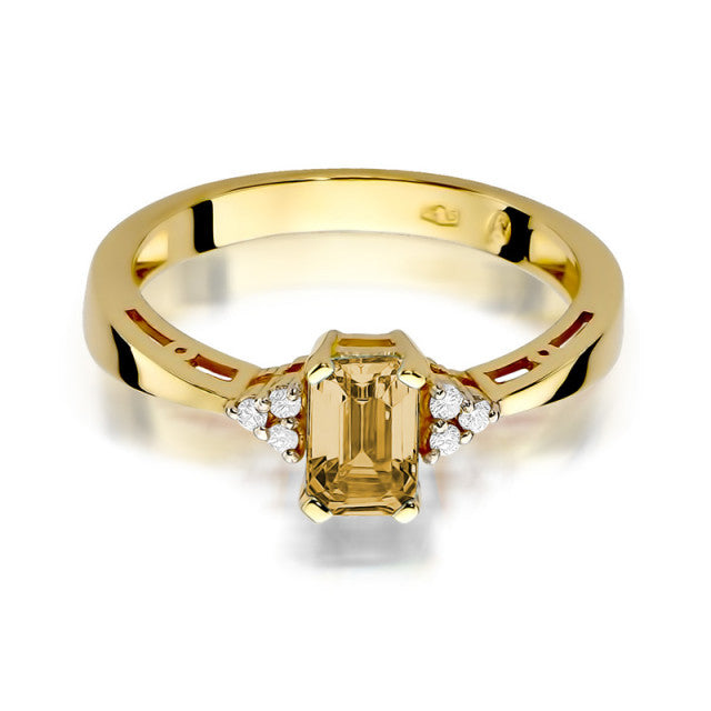 Inel Aur 14K cu Citrin 0.60 ct si Diamante Naturale 0.03 ct, imaginea 2 din 10
