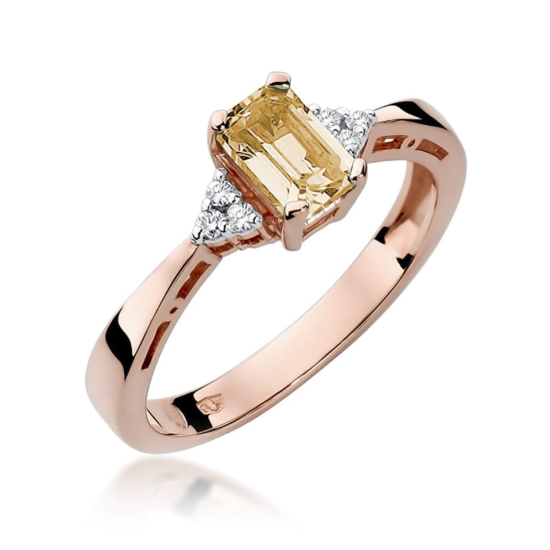 Inel Aur 14K cu Citrin 0.60 ct si Diamante Naturale 0.03 ct, imaginea 8 din 10