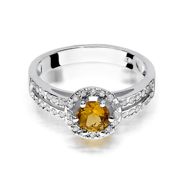 Inel Aur 14K cu Citrin 0.50 ct si Diamante Naturale 0.20 ct, imaginea 4 din 11