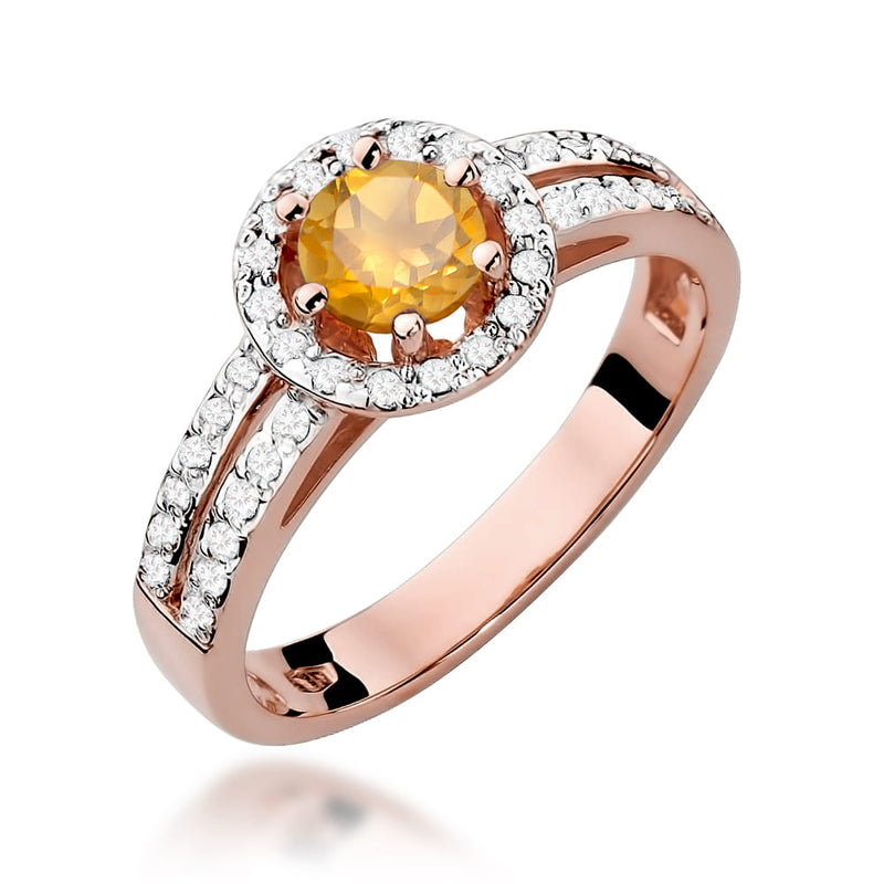 Inel Aur 14K cu Citrin 0.50 ct si Diamante Naturale 0.20 ct, imaginea 8 din 11