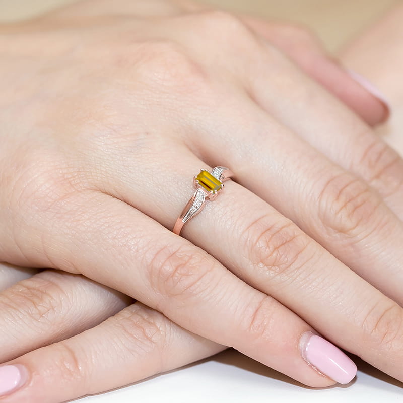 Inel Aur 14K cu Citrin 0.60 ct si Diamante Naturale 0.03 ct, imaginea 11 din 11
