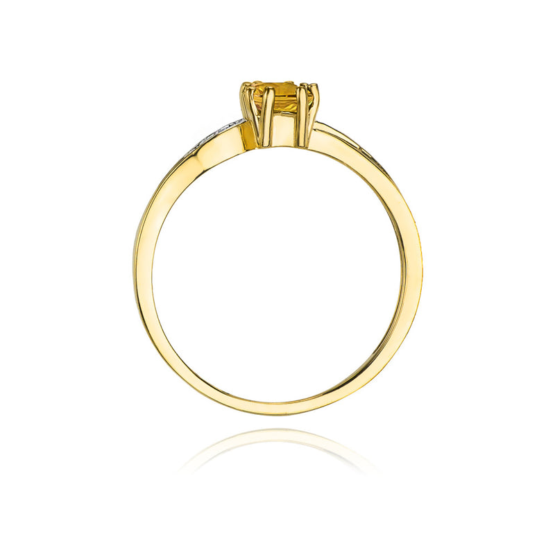 Inel Aur 14K cu Citrin 0.60 ct si Diamante Naturale 0.03 ct, imaginea 3 din 11