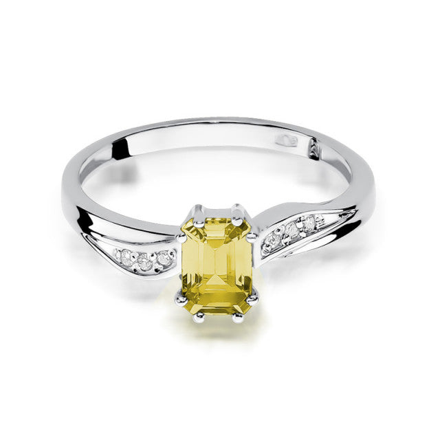 Inel Aur 14K cu Citrin 0.60 ct si Diamante Naturale 0.03 ct, imaginea 5 din 11