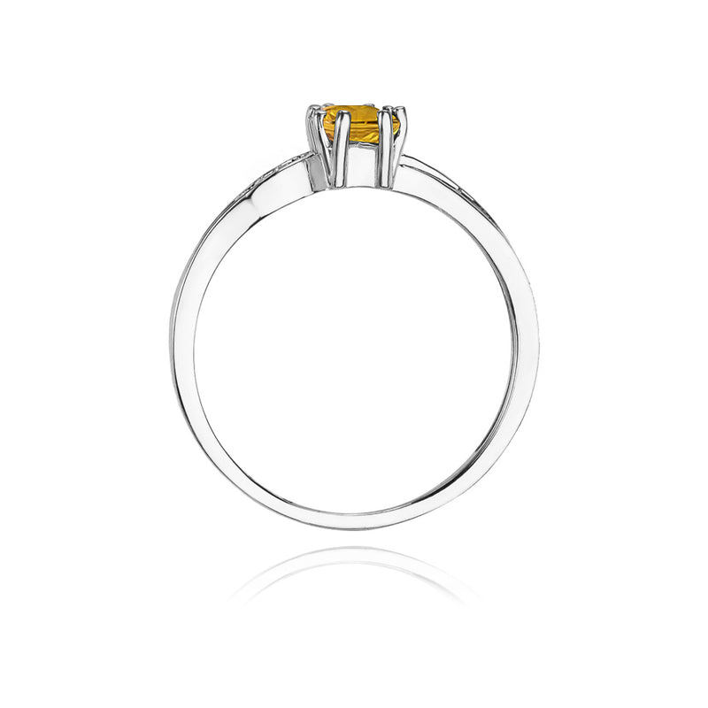 Inel Aur 14K cu Citrin 0.60 ct si Diamante Naturale 0.03 ct, imaginea 6 din 11