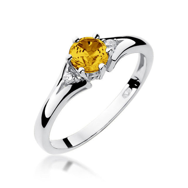 Inel Aur 14K cu Citrin 0.50 ct si Diamante Naturale 0.03 ct, imaginea 4 din 11