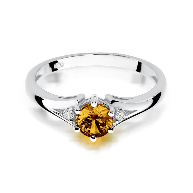 Inel Aur 14K cu Citrin 0.50 ct si Diamante Naturale 0.03 ct, imaginea 5 din 11