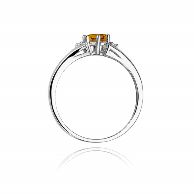 Inel Aur 14K cu Citrin 0.50 ct si Diamante Naturale 0.03 ct, imaginea 6 din 11