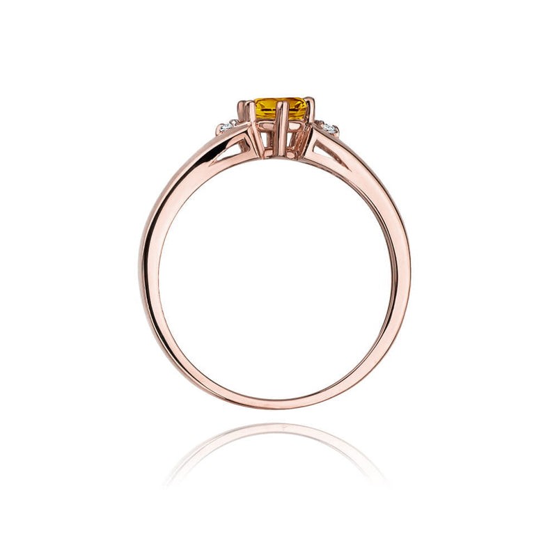 Inel Aur 14K cu Citrin 0.50 ct si Diamante Naturale 0.03 ct, imaginea 10 din 11