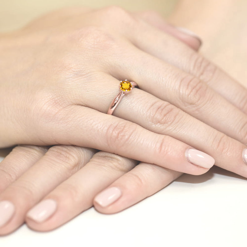 Inel Aur 14K cu Citrin 0.50 ct si Diamante Naturale 0.01 ct, imaginea 11 din 11