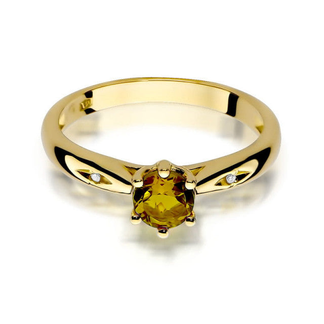 Inel Aur 14K cu Citrin 0.50 ct si Diamante Naturale 0.01 ct, imaginea 2 din 11