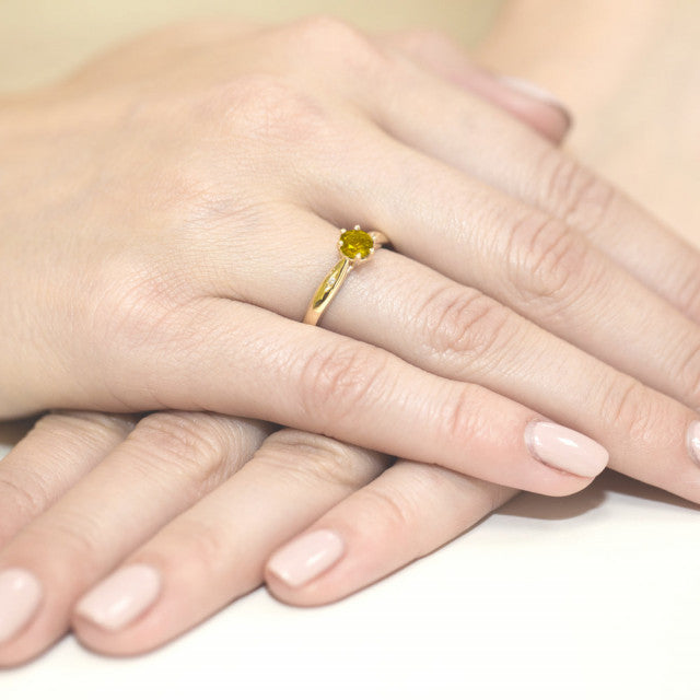 Inel Aur 14K cu Citrin 0.50 ct si Diamante Naturale 0.01 ct, imaginea 7 din 11