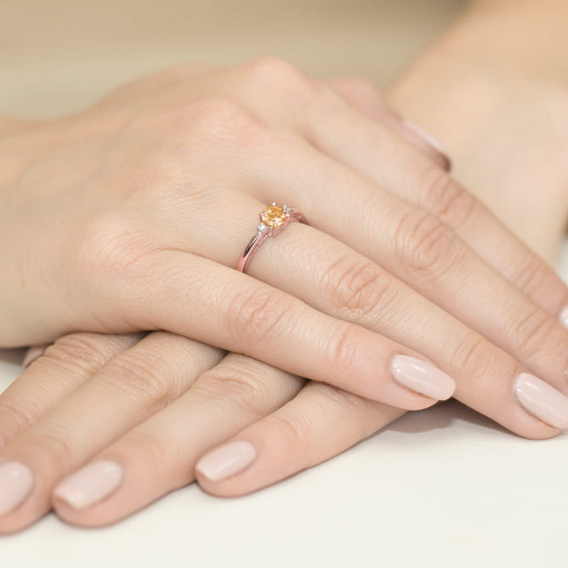 Inel Aur 14K cu Citrin 0.50 ct si Diamante Naturale 0.03 ct, imaginea 11 din 11