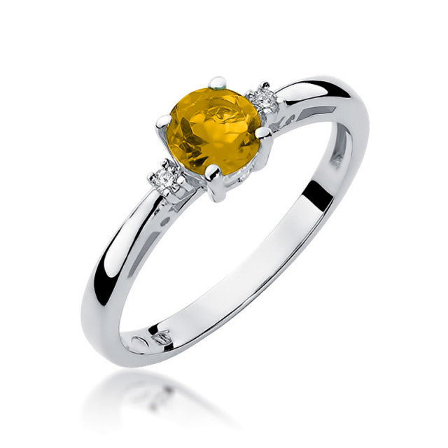 Inel Aur 14K cu Citrin 0.50 ct si Diamante Naturale 0.03 ct, imaginea 4 din 11