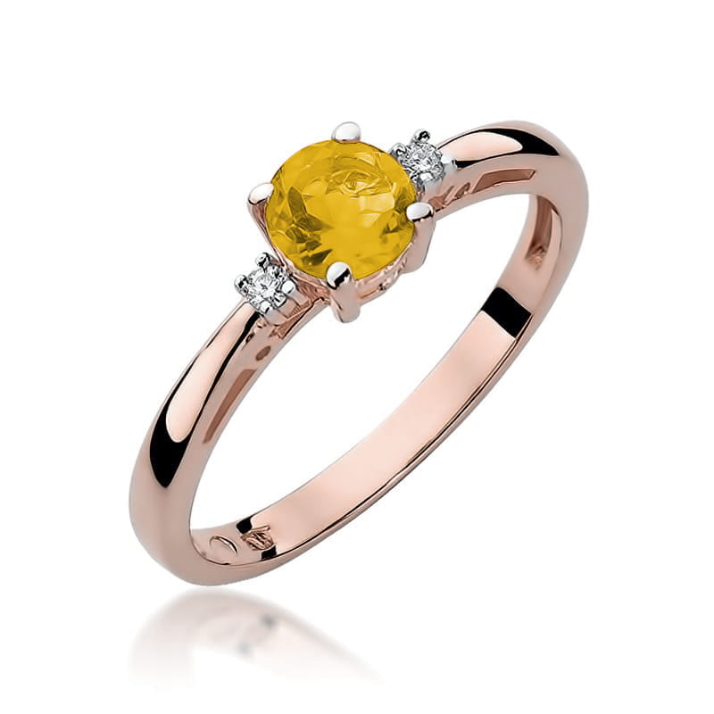 Inel Aur 14K cu Citrin 0.50 ct si Diamante Naturale 0.03 ct, imaginea 8 din 11